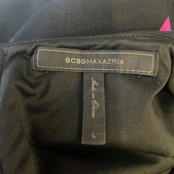 BCBGMaxAzria Colorblock Shift Dress Pink Purple Red Black Sleeveless Midi Sz L - Picture 7 of 8